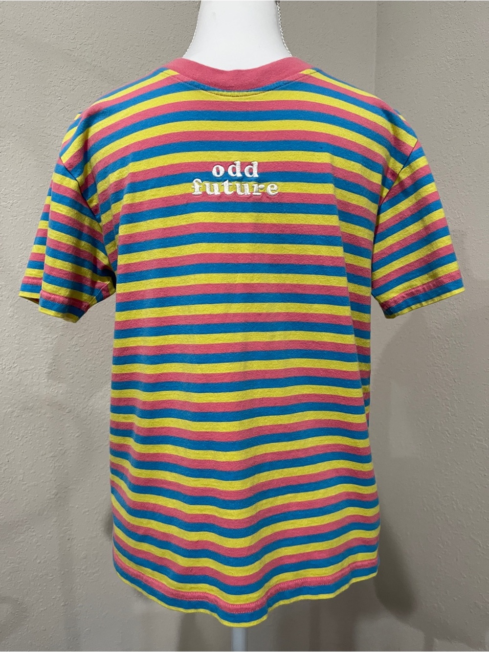 Odd Future Men’s Striped Tee in Pink, Yellow & Blue Size Small